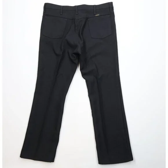 Vintage 90s Wrangler Mens 38x30 Knit Flared Wide Leg Western Chino Pants Black